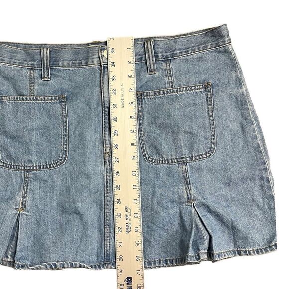 Madewell Skirt Womens‎ 32 Blue Denim Pleated Mini Patch Pockets A Line Preppy - Picture 6 of 12